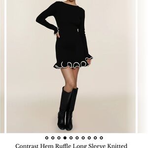 Chic Black Ruffle Long Sleeve Dress